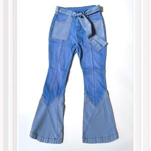 Belted Fit & Flare Jeans